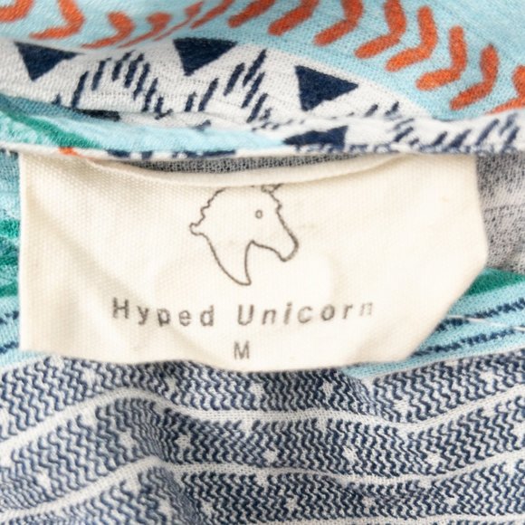 Hyped Unicorn 3/4 Sleeve Muslin Mini Dress Aqua Size M Medium - Picture 4 of 6